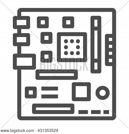 Motherboard Square Shape Layout Line Icon, Electronics Concept, Microchip Fragments Vector Sign On W