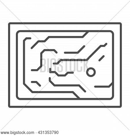 Printed Circuit Board Simplified Diagram Thin Line Icon, Electronics Concept, Pcb Vector Sign On Whi