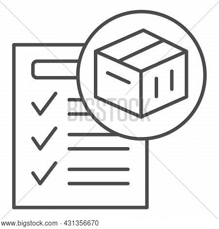 Waybill, Box, Sheet Of Paper, Checkmark, Form Thin Line Icon, Documents Concept, Invoice Vector Sign