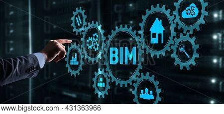 Bim Building Information Modeling Concept On Virtual 3d Screen