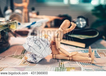 Crump Paper Calendar With The Word Holiday Written On. Cancel And Fail Plan Travel, Holiday, Vocatio