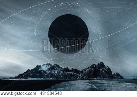 Galaxy Nature Aesthetic Background Starry Sky Mountain Remixed Media