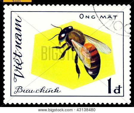 Vintage postzegel. Insect Ong Mat.