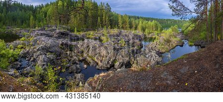 Panorama Poor Porog, Threshold, On The River Suna Karelia, Russian Landscape Summer