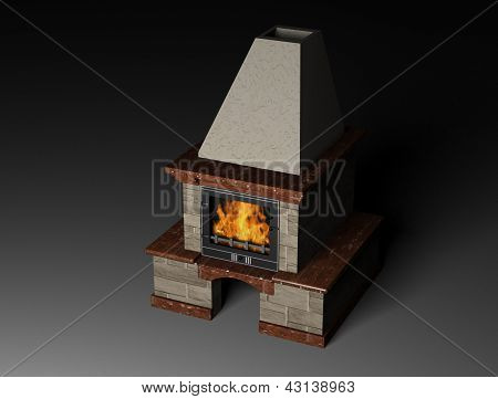 3d illustration of a fireplace