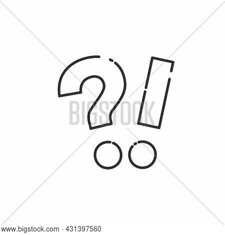 Question Mark And Exclamation Point Linear Icon. Stock Vector Illustration Isolated On White Backgro