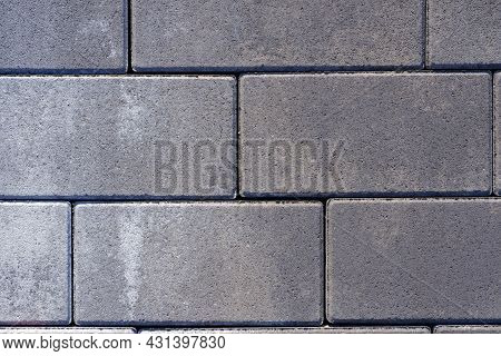 Vibro-pressed Concrete Paving Slabs. Pattern Of Rectangles.