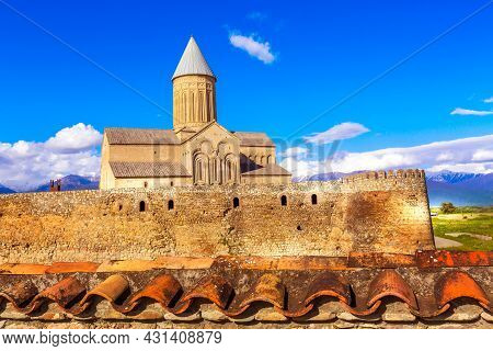 Panorama Of Alaverdi Georgian Eastern Orthodox Monastery In Kakhetia Region In Eastern Georgia