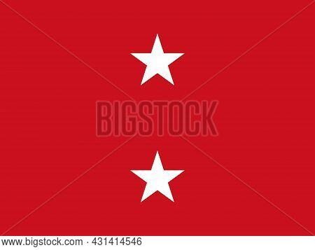 The Flag Of A Usa Marine Corps Major General Of A Pair Of White Stars Set Over A Red Background