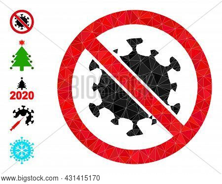 Triangle Stop Covid Virus Polygonal 2d Illustration, And Similar Icons. Stop Covid Virus Is Filled W