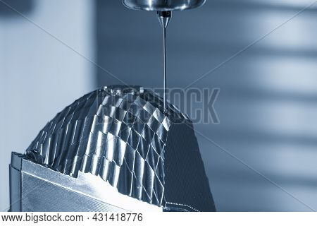 The Cmm Probe Measuring The Lens Reflection Mold Part On The Cnc Milling Machine. The Quality Contro