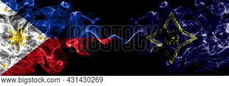 Philippines, Filipino Vs Japan, Japanese, Urahoro, Hokkaido, Tokachi, Subprefecture Smoke Flags Side