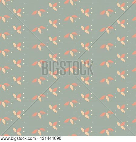 Orange Red Autumn Leaves Seamless Pattern Art Design Stock Vector Illustration For Web, For Print, F