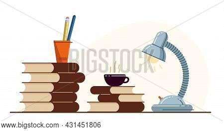 Library Theme Self-education Vector Concept Flat Illustration Isolated Over White, Empty Chair For I