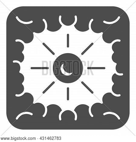 Sun Shine Through Clouds Solid Icon, Weather And Climate Concept, Sunshine Cloudy Sky Vector Sign On