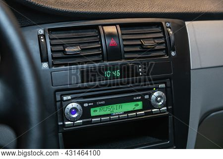 Novosibirsk, Russia - July 28, 2021: Chevrolet Lacetti, Car Control Panel Of Audio Player And Other 