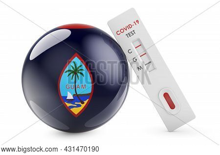 Diagnostic Test For Coronavirus In Guam. Antibody Test Covid-19 With Guamanian Flag, 3d Rendering Is