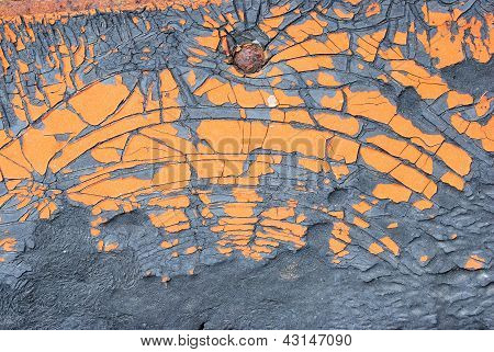 Orange vecchio dipinto su Crack gomma Texture