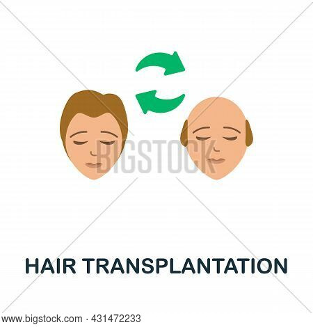 Hair Transplantation Flat Icon. Colored Sign From Plastic Surgery Collection. Creative Hair Transpla