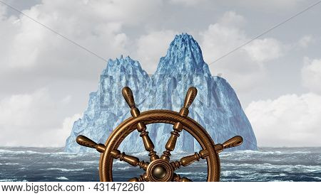 Facing An Iceberg Concept Steering A Ship In Front Of Challenging And Dangerous Obstacles With 3d Il