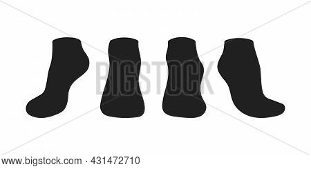Black Socks Template Mockup Flat Style Design Vector Illustration Set Isolated On White Background. 