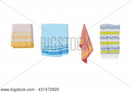 Hanging Towels Isolated On White Background Vector Household Item