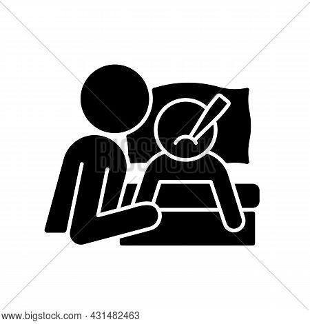Taking Care Of Ill Child Black Glyph Icon. Building Deep Emotional Bond. Coping With Kid Sickness. S