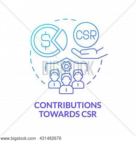 Contributions Towards Csr Blue Gradient Concept Icon. Business Donates Money And Services Abstract I