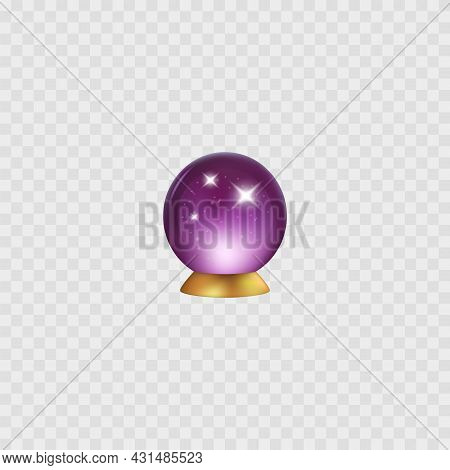 Magic Ball. Isolater Realistic 3d Icon. Crystal Magic Circle. Predict Future. Vector
