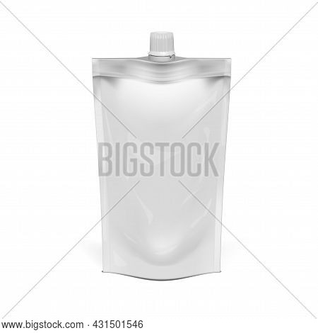 3d White Foil Doypack Food Or Drink Bag Packaging
