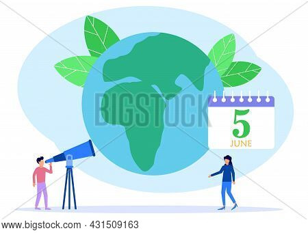 Flat Style Vector Illustration, People Are Preparing For A Special Day, Saving The Planet, World Env