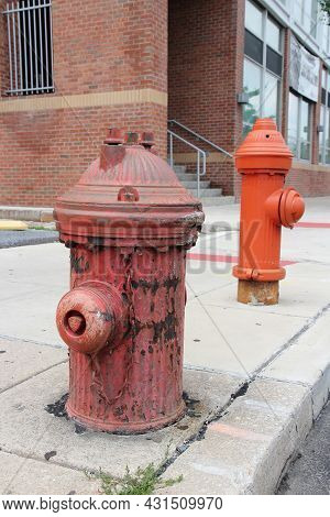 Fire Hydrant Standpipe In Philadephia, Usa - Typical City Street Feature.