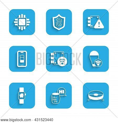 Set Digital Door Lock, Voice Assistant, Robot Vacuum Cleaner, Smart Light Bulb, Home With Smart Watc