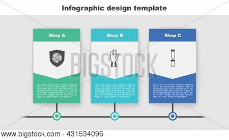 Set Wooden Logs, Protective Gloves And Chisel Tool. Business Infographic Template. Vector