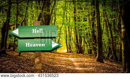 Street Sign The Direction Way To Heaven Versus Hell