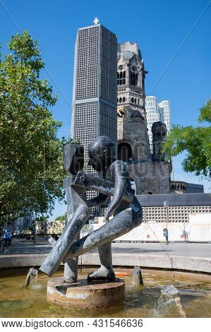 Berlin, Germany - August 12 , 2021 - View Of The Kaiser Wilhelm Memorial Church In Berlin.