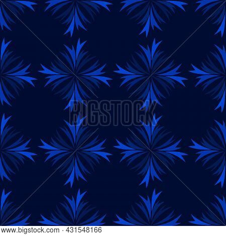 Seamless Pattern In The Form Of An Ornament With A Pattern Of Rime In Blue Tones For Decorating Room