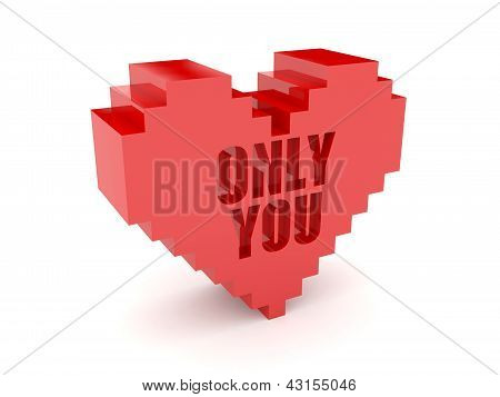 3D kalp. Metin kesme içinde sadece sen.