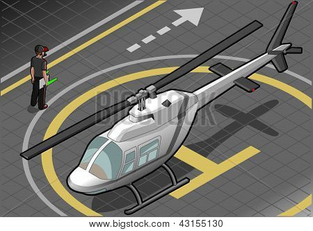 Isometrisk hvide helikopter landede foran Se