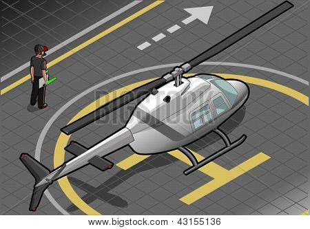 Isometrisk hvide helikopter landede i bagfra