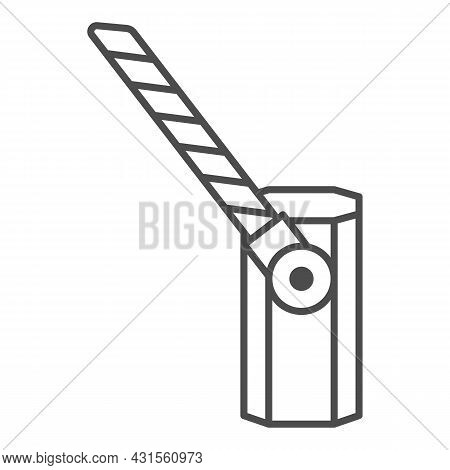Striped Barrier, Turnpike Thin Line Icon, Security Check Concept, Stop Toll Bar Vector Sign On White