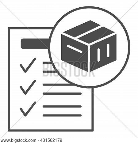 Waybill, Box, Sheet Of Paper, Checkmark, Form Solid Icon, Documents Concept, Invoice Vector Sign On 