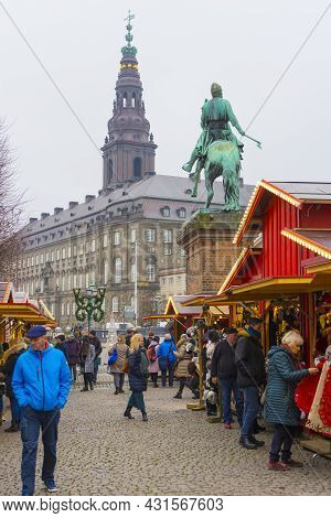 Copenhagen, Denmark - Nov 26, 2019 : Many Unidentified People Shopping At The Flea Market Of Hojbro 