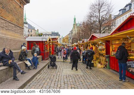 Copenhagen, Denmark - Nov 26, 2019 : Many Unidentified People Shopping At The Flea Market Of Hojbro 