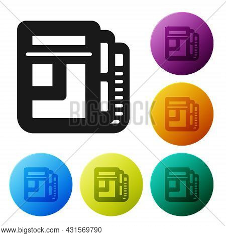 Black Stock Market News Icon Isolated On White Background. Newspaper Sign. Mass Media Symbol. Set Ic
