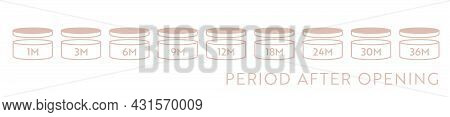 Pao Vector Icon Set. Period After Opening Symbols. Can With Open Cap With Expiration Period In Month