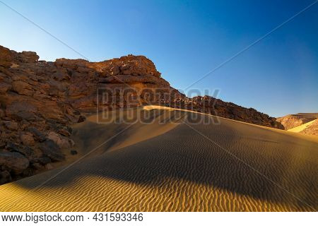 Color Shadows At Dunes In Tassili Najjer National Park, Algeria