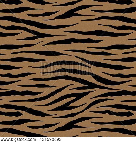 Tiger Skin Print, Animal Pattern, Square Kraft Background