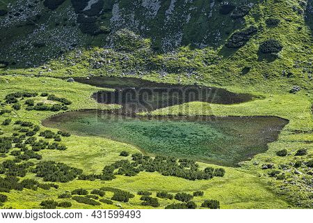 Rackova Valley With Mountain Lakes, Western Tatras Mountains, Slovak Republic. Hiking Theme.