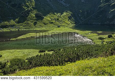 Rackova Valley With Mountain Lakes, Western Tatras Mountains, Slovak Republic. Hiking Theme.